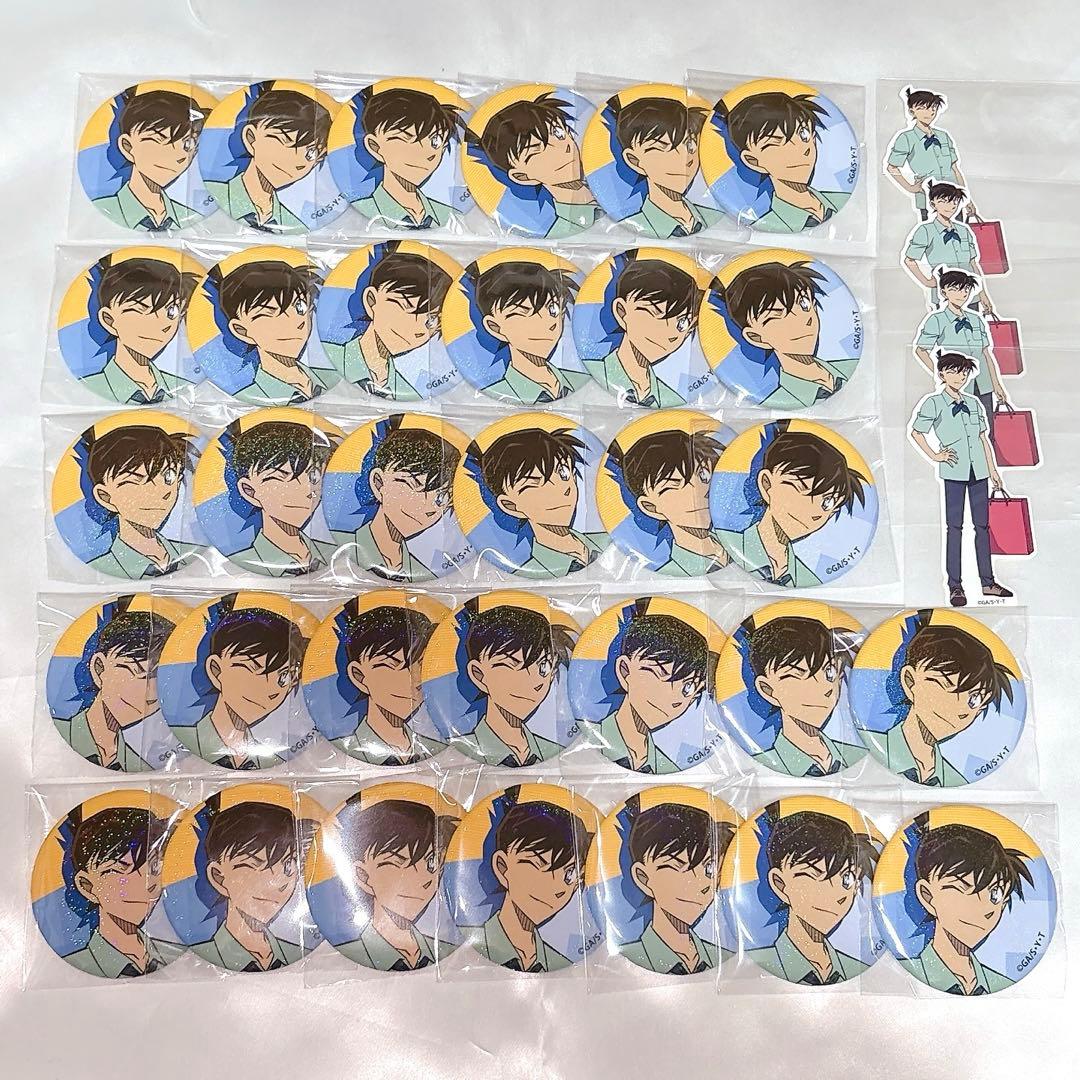 名探偵コナン コナンランド 缶バッジ 工藤新一 32点セット ステッカー付き