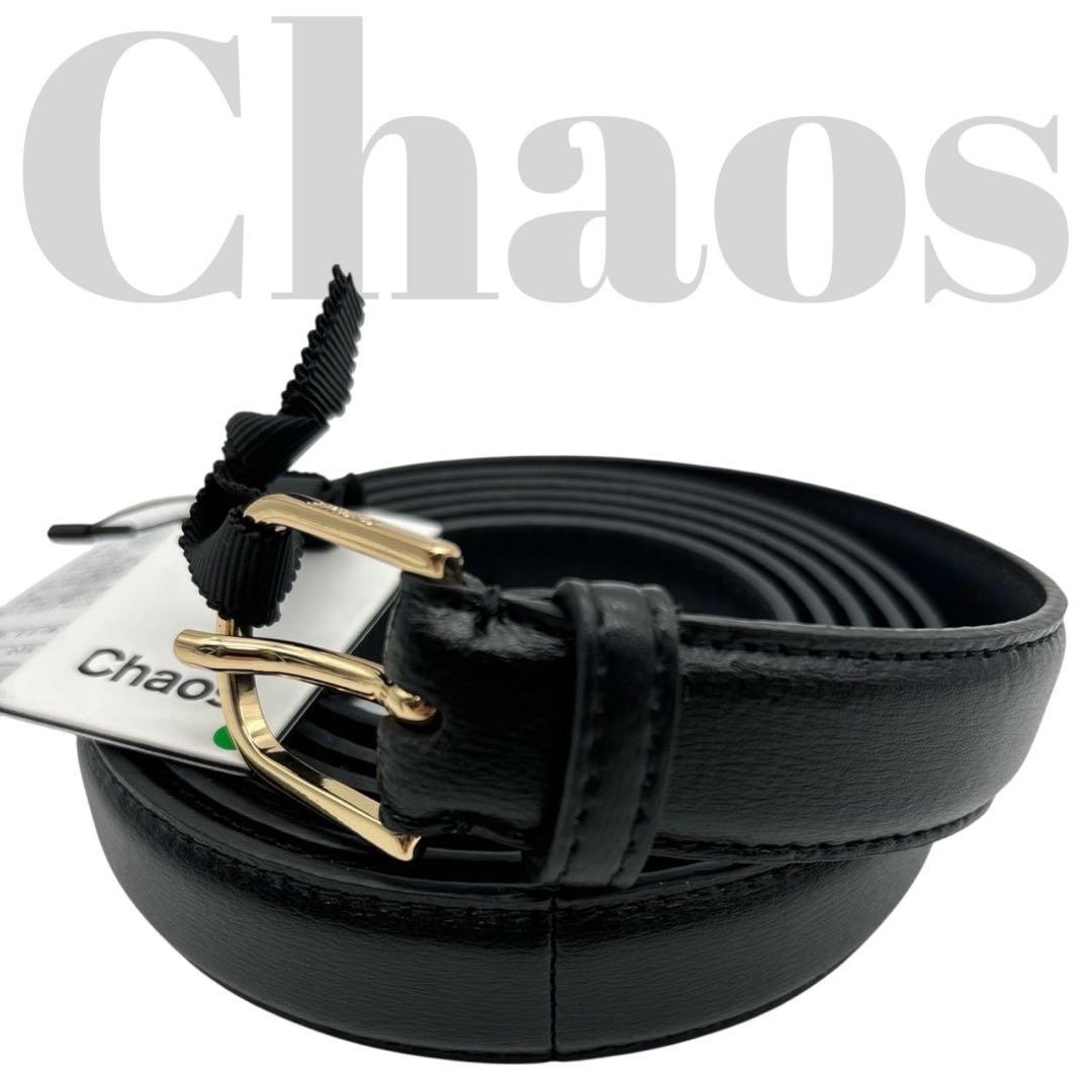 未使用品◎ カオス ベルト バックル ゴールド金具 黒 レザー Chaos（カオス） ベルト MANUELレザーBELT レディース