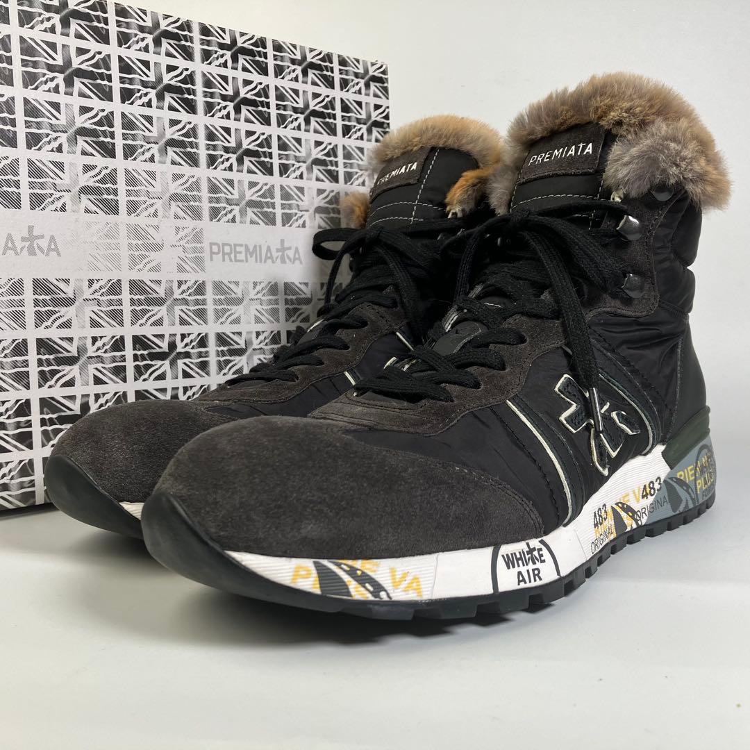 【未使用級】希少　PREMIATA リアルファー　ハイトップスニーカー　黒　26 Devin 433 – Premiata.us