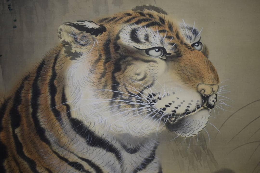 真作/新谷鐵僊/鐵/鉄仙/猛虎図/布袋屋掛軸HJ-909 - メルカリ