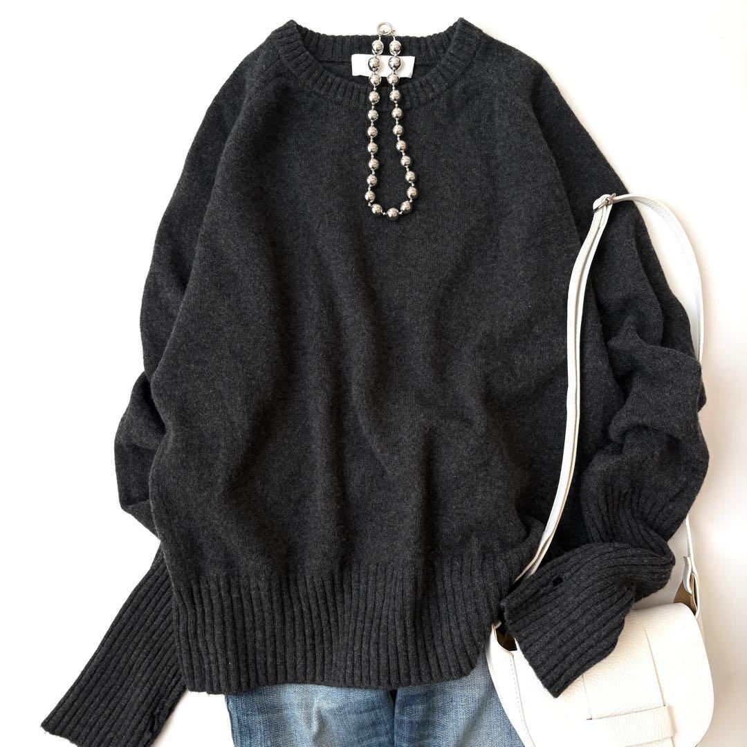 AP STUDIO エーピーストゥディオ ニット クルーネック ウール グレー