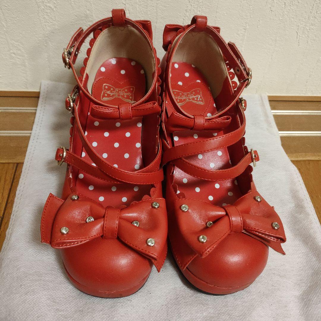 Angelic Pretty 宝石リボンシューズ 赤 サイズM