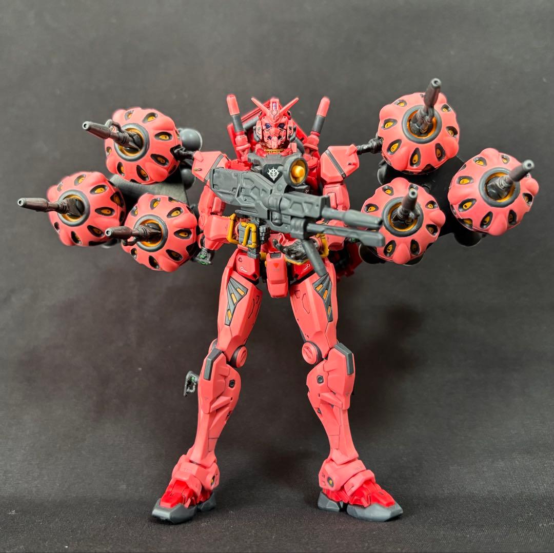 HG赤いガンダム完成品（ビット6個付き・部分塗装・つや消しトップコート仕上げ）