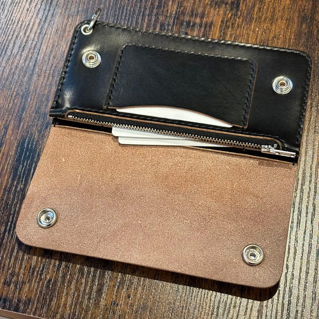 栃木レザー トラッカーウォレット 茶芯ブラック - メルカリ