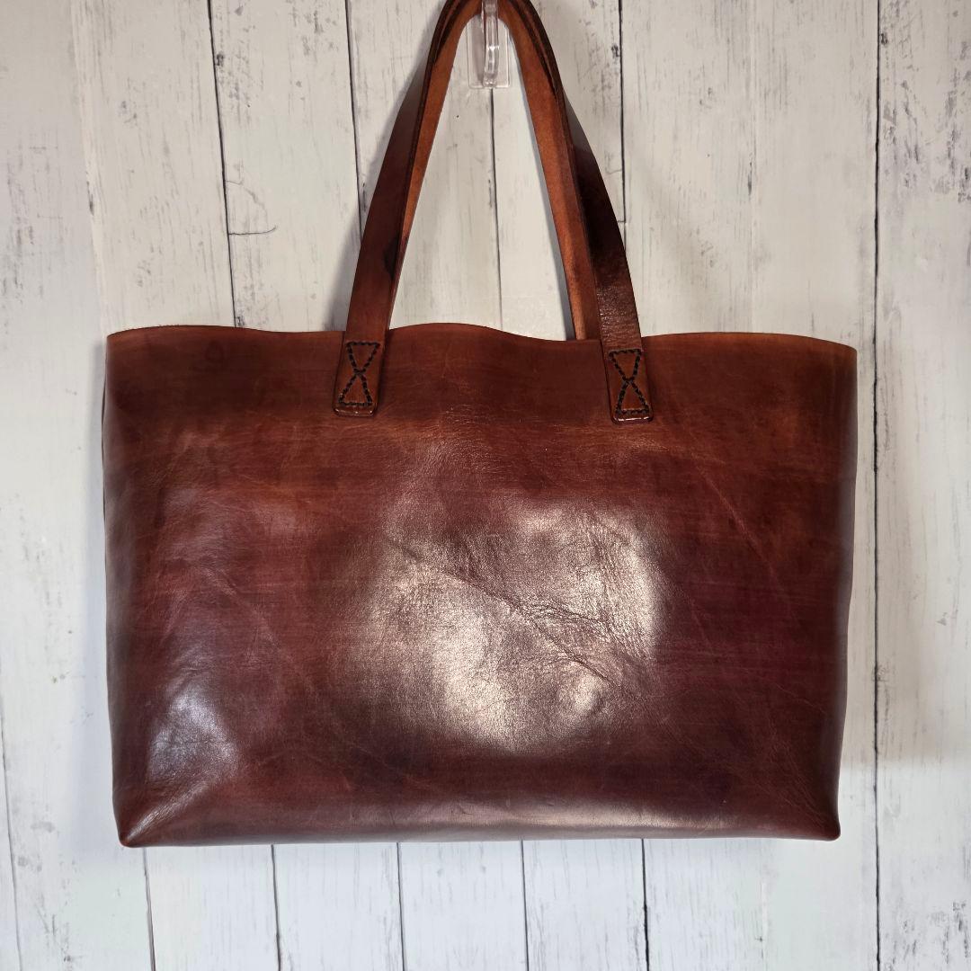 SLOW レザートートバッグ　バッグインバッグ　リネン