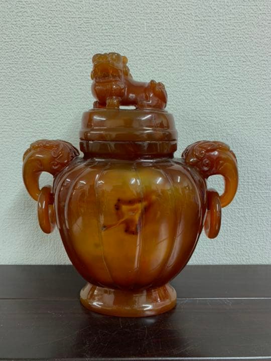 中国古美術 清時代紅瑪瑙香炉 ：共箱、木箱 購入価格：300.000円 XG01