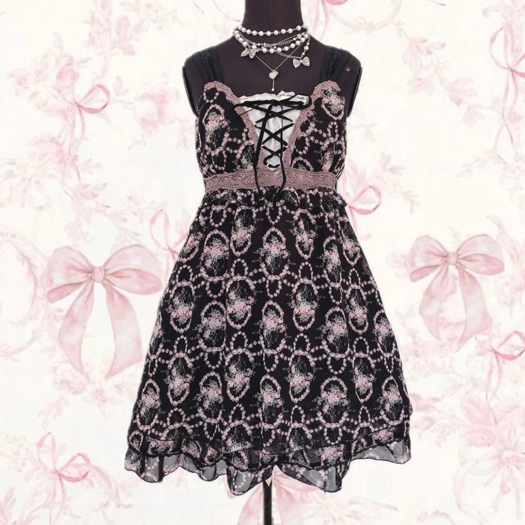 y2k axes femme ワンピース 花柄 レースアップ 森ガール - メルカリ