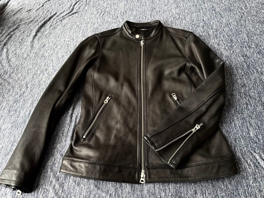 フリークスストア シングルライダースジャケットゴートレザーM 山羊 黒 Mサイズ/本革/やぎ革/FREAK'S STOREフリークスストア/ゴートレザー