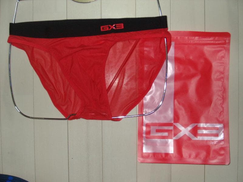 GX3 ジーバイスリー ビキニブリーフ V型 透けパン シースルー素材 赤