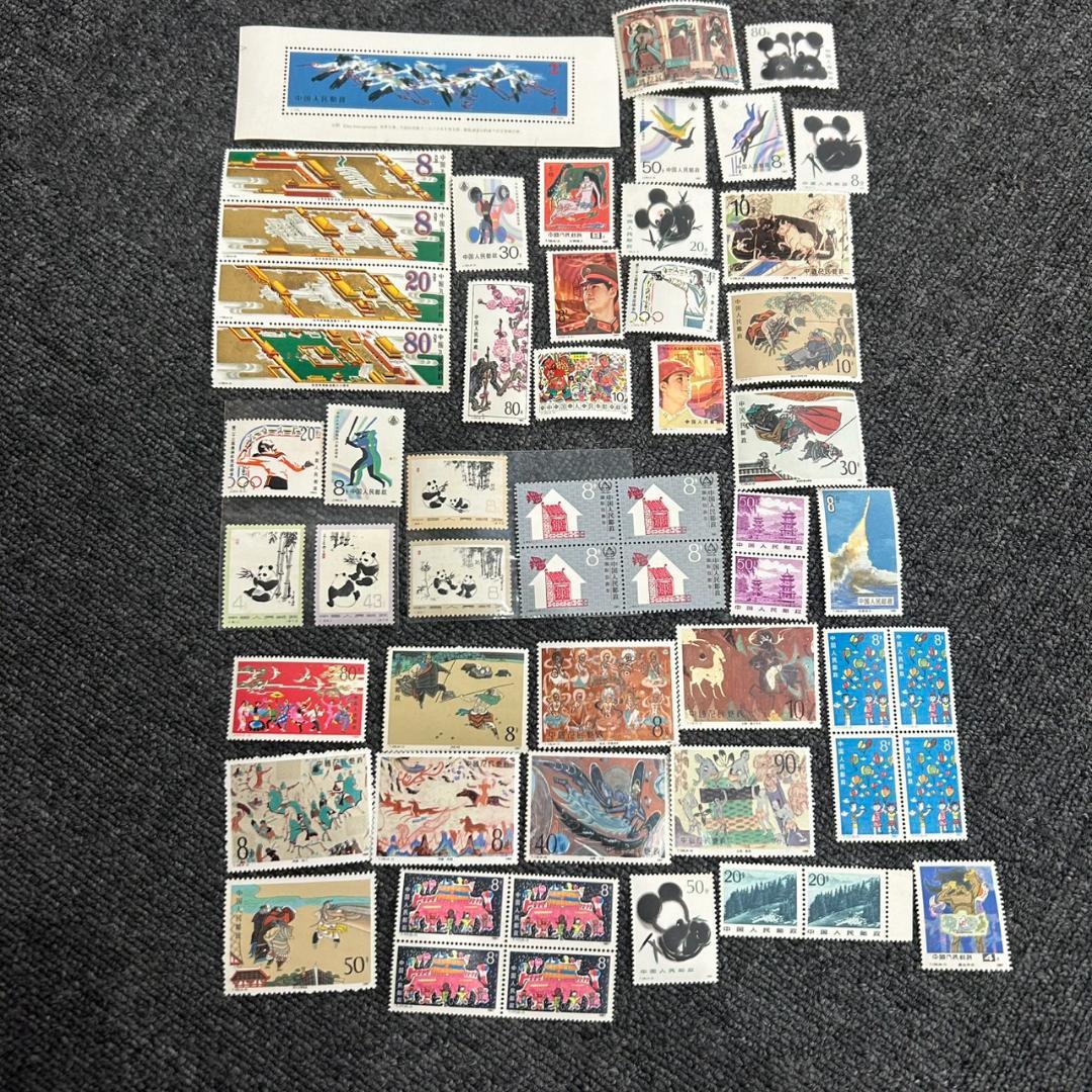 中国切手 まとめ売り パンダ 絵画 ブロック 未使用　まとめ1