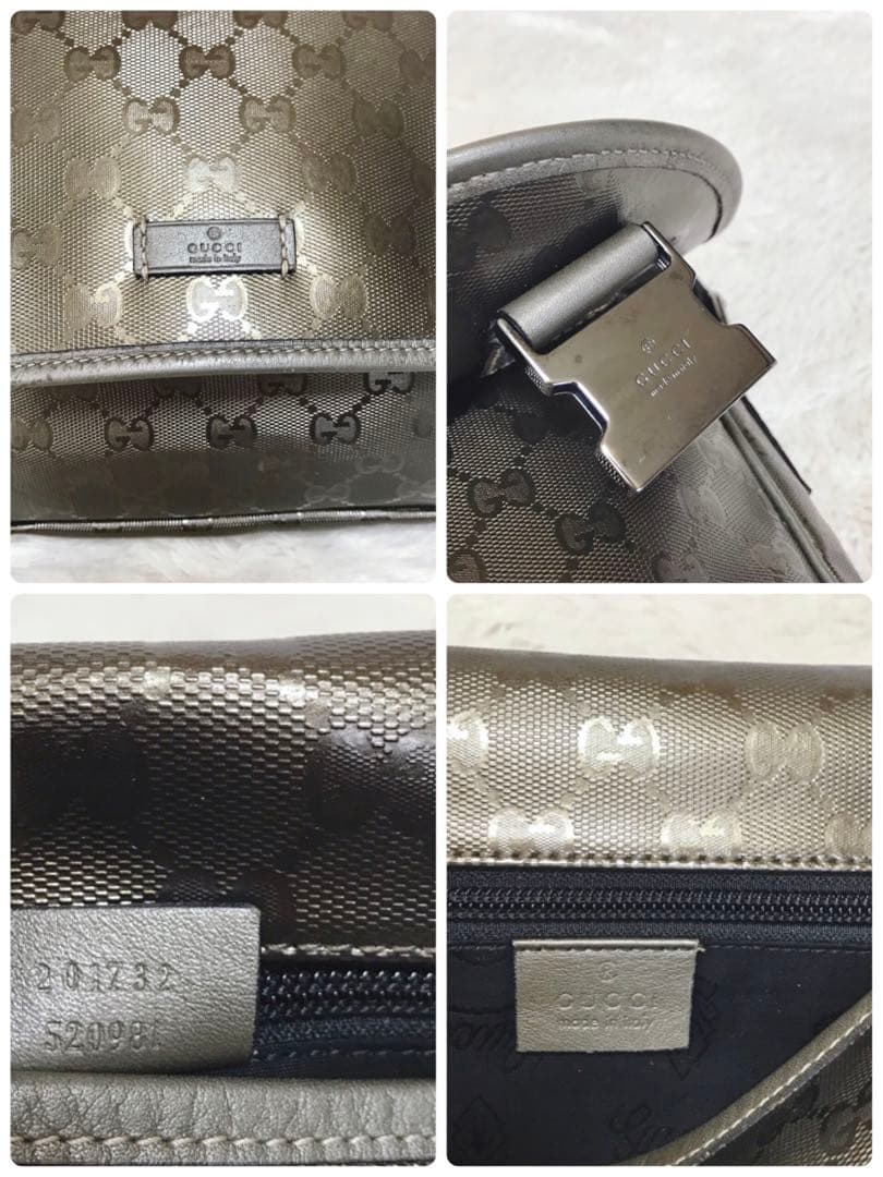 美品 GUCCI インプリメ メッセンジャーバッグ GG メタリック ショルダー