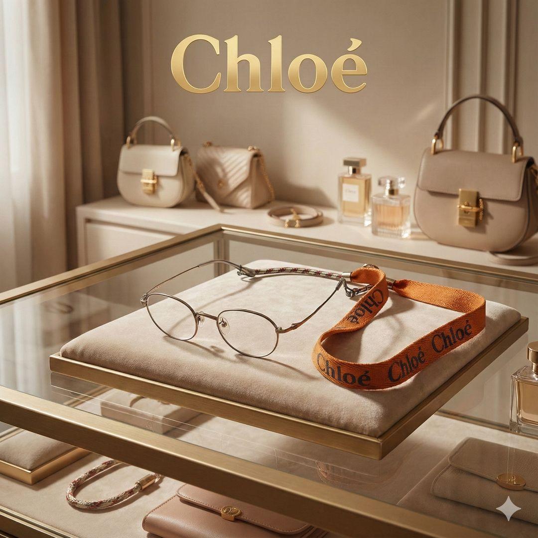 ​【箱付・極美品】Chloé クロエ メガネストラップ グラスコード ロゴ入り