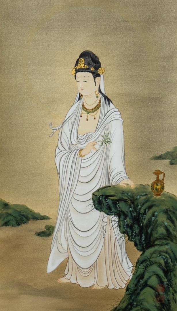 掛軸-1462 国井幸雪 白衣観音 共箱 二重箱 - メルカリ