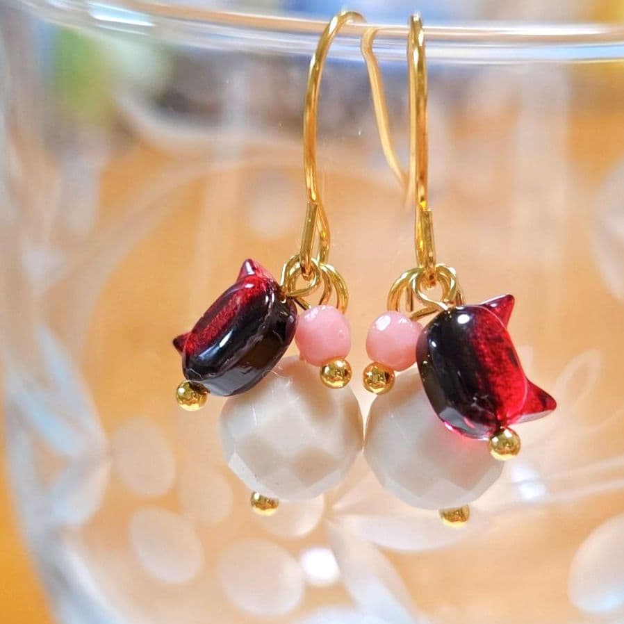 tama様専用◇一点物✧ピンククレージーレースアゲート×ガーネットピアス