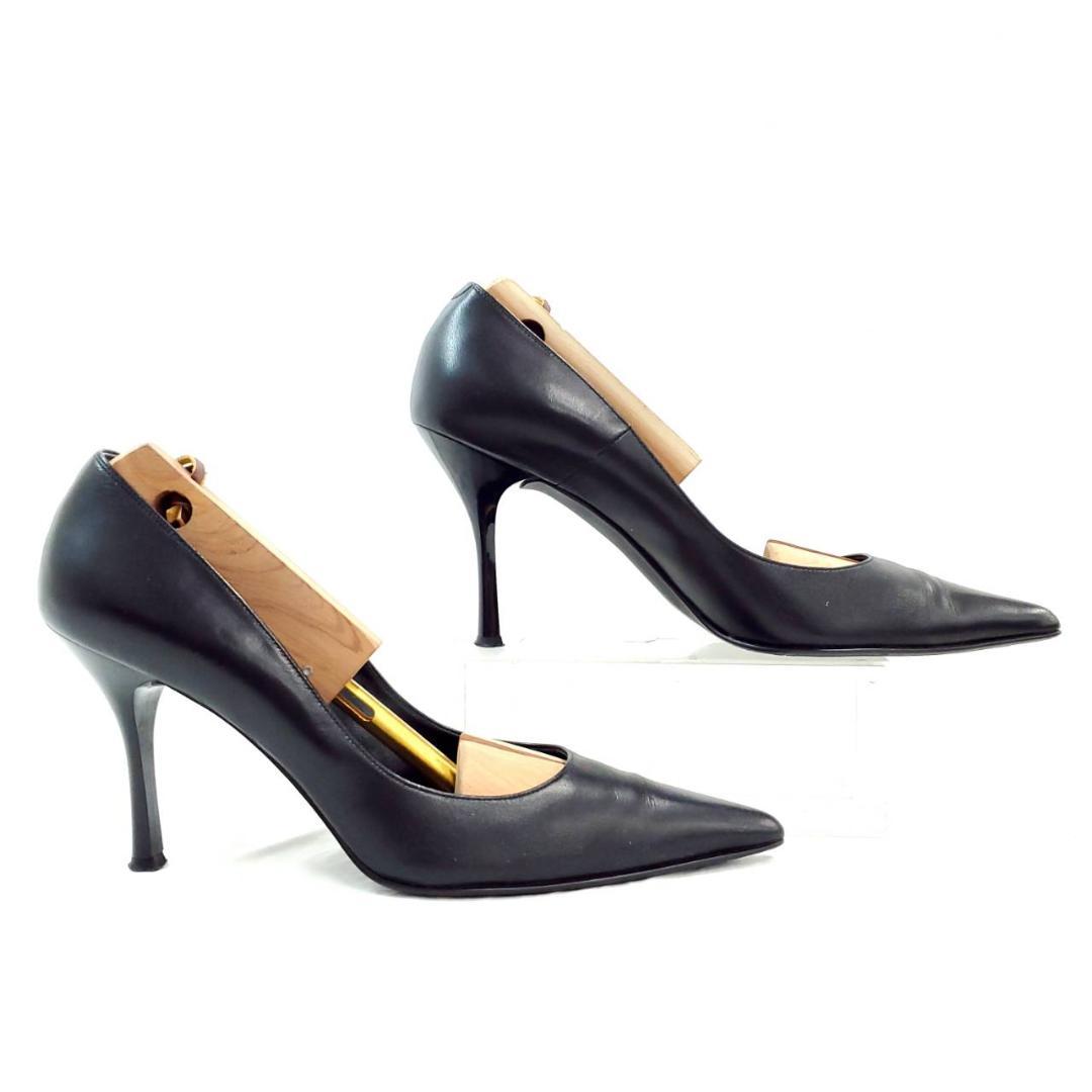 ダイアナ パンプス ポインテッドトゥ ピンヒール ブラック レザー 日本