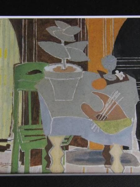 ジョルジュ・ブラック、パレットのある室内、希少な画集より、新品高級額装付