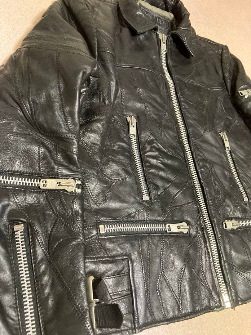 希少 美品 fuudobrain ツギハギ 本革 シングルライダースジャケット