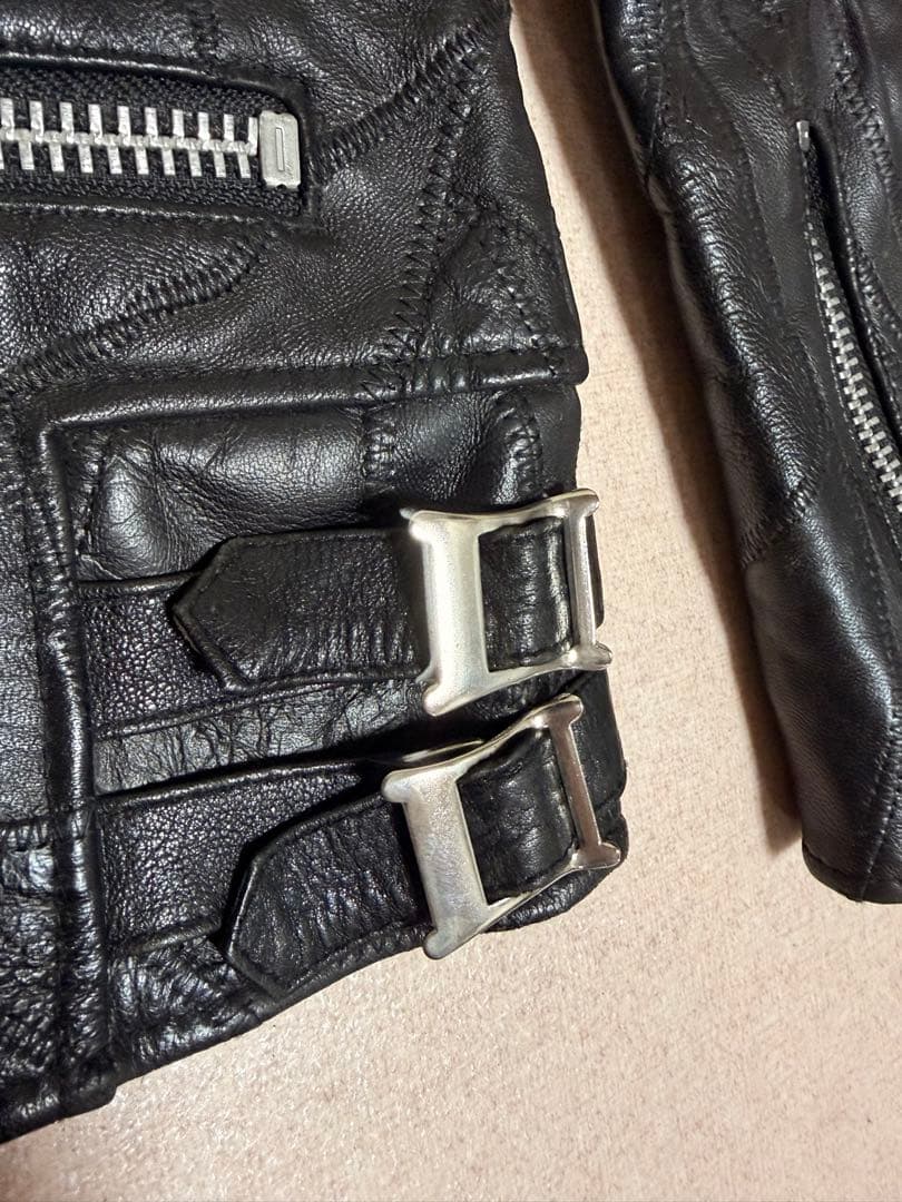 希少 美品 fuudobrain ツギハギ 本革 シングルライダースジャケット