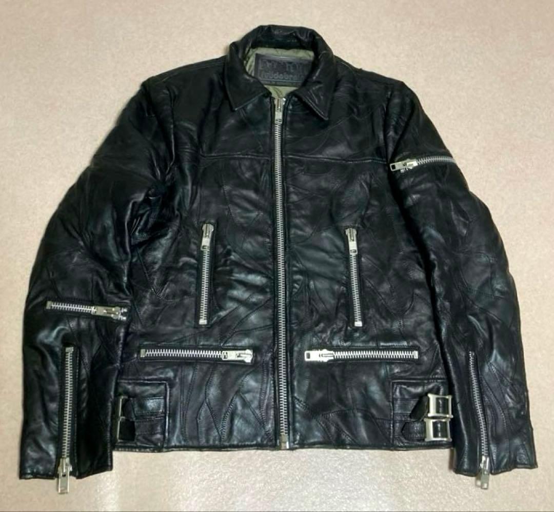 希少 美品 fuudobrain ツギハギ 本革 シングルライダースジャケット