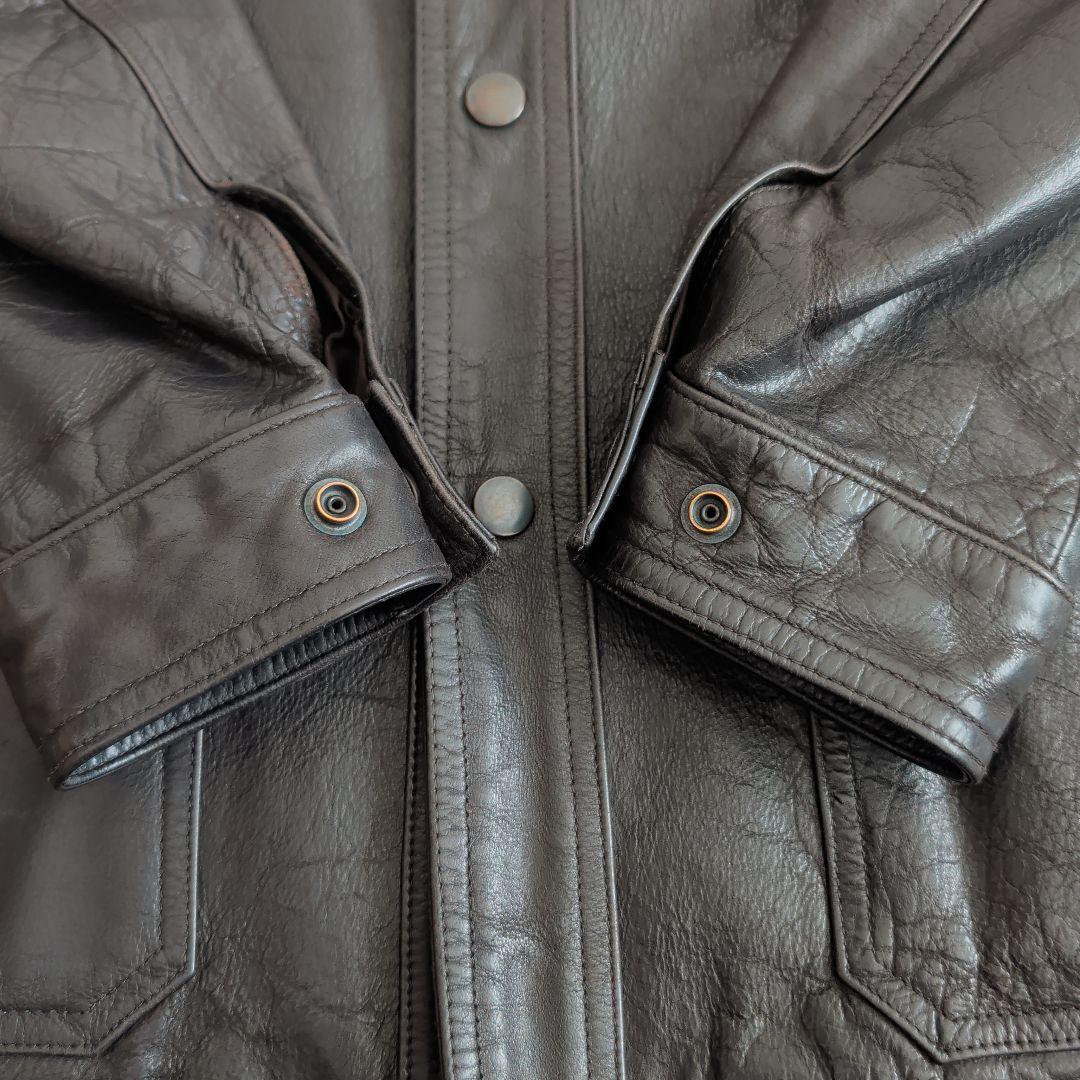 SHIPS シップス レザーカーコート バッファローレザー ブラック L