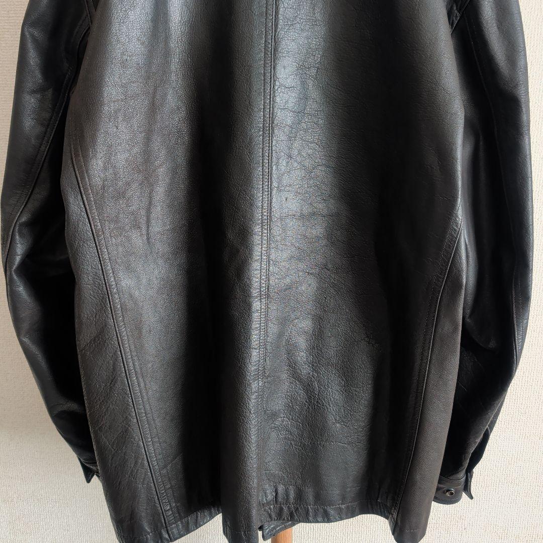 SHIPS シップス レザーカーコート バッファローレザー ブラック L