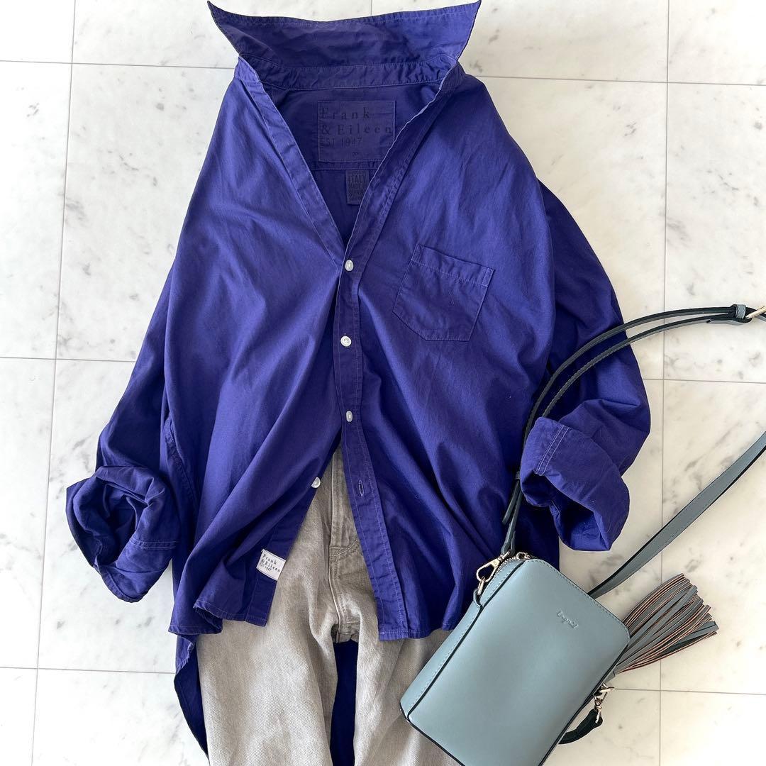 人気 フランク&アイリーン EILEEN スキッパーシャツ パープル ゆったり