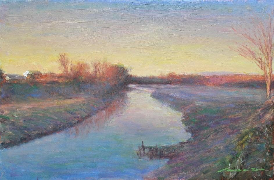 井上司「夜明けの川」油彩 P6号 - メルカリ