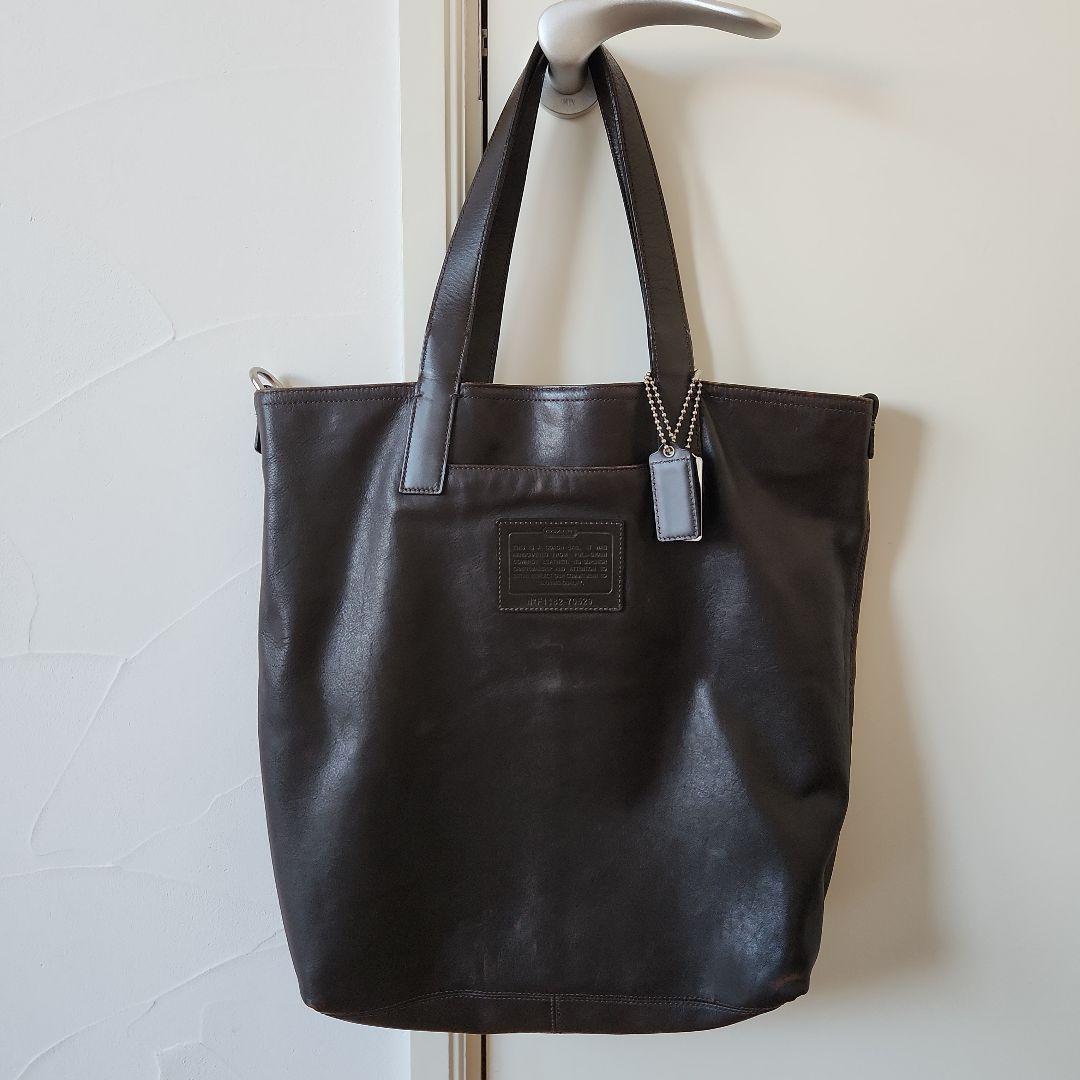 COACH/コーチ レザー×スエード リバーシブルトートバッグ ブラウン A4可