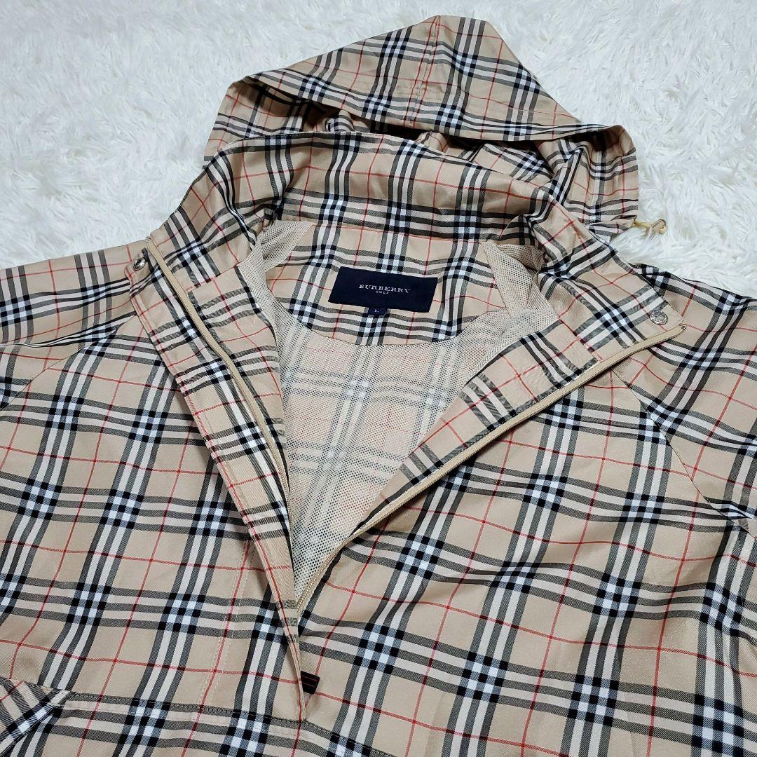未使用 タグ付 L バーバリー ノバチェック フーデット ナイロン