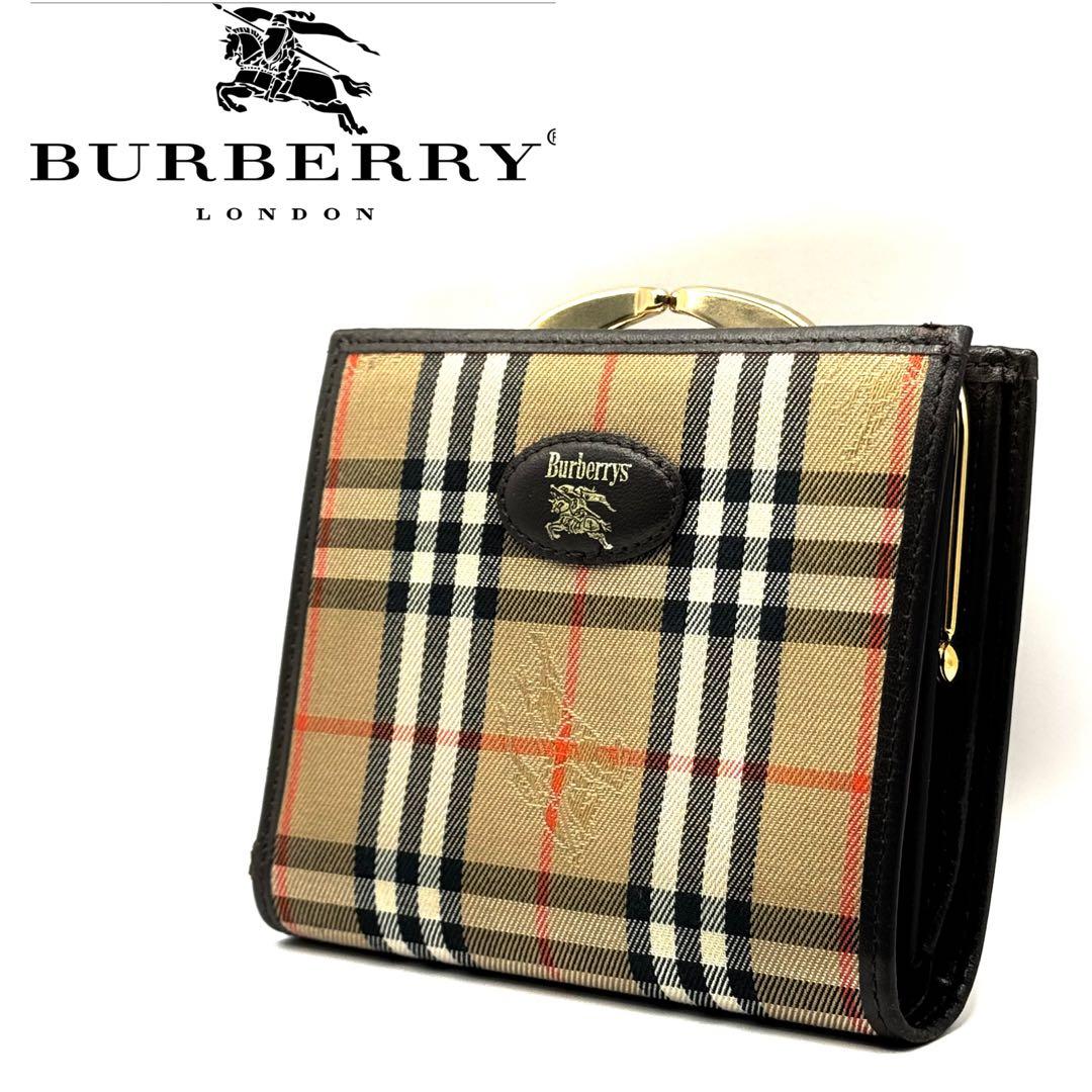 極美品】BURBERRY がま口 ノバチェック シャドーホース 折財布 - メルカリ