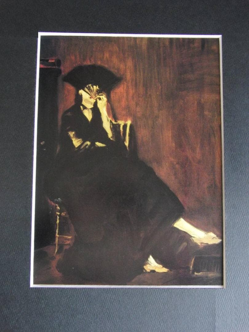 エドゥアール・マネ、【扇子を持つベルト・モリゾ】、希少な額装用画集より