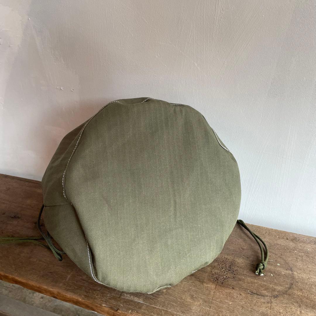 巾着トートバッグ】ヘリンボーンツイル ミリタリーカーキ USARMY・大