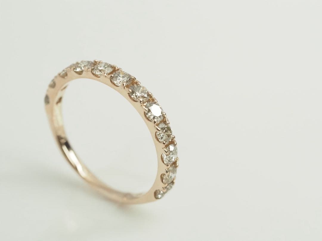 ◎1.00ct!! K18PG 天然ダイヤモンド 3/5エタニティリング　14号