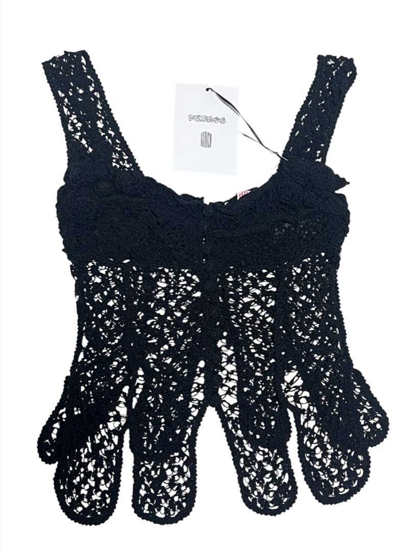 FETICO ブラック レース タンクトップ FTC252-0713 前後2way レースタンクトップ【洗濯機洗い可】（タンクトップ