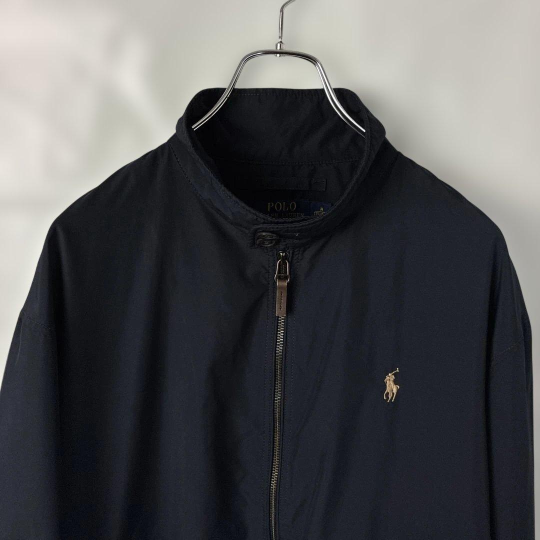 ポロラルフローレン スイングトップ ネイビー紺色 刺繍ロゴ ナイロン