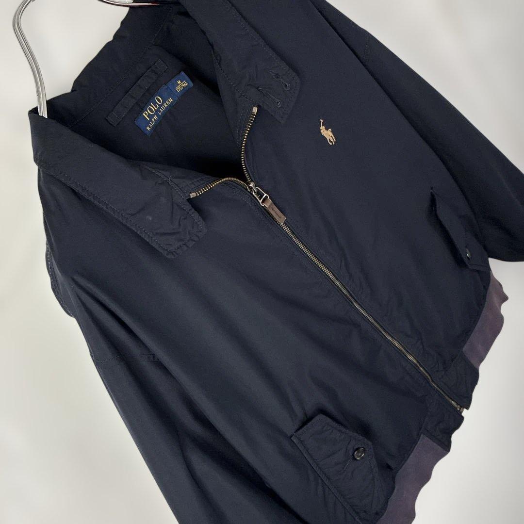 ポロラルフローレン スイングトップ ネイビー紺色 刺繍ロゴ ナイロン