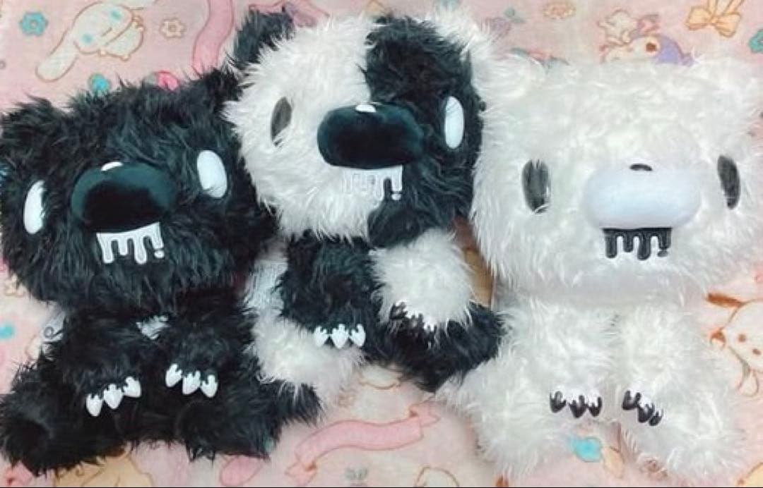 グルーミー ぬいぐるみ long fur monotone 白黒