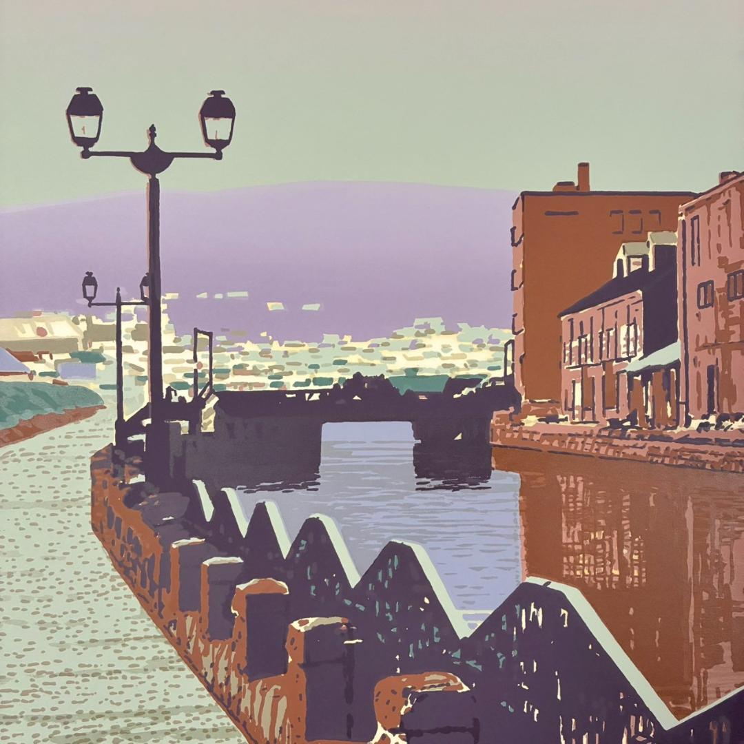 最終値下げ】本間武男「運河旅情Ⅱ」シルクスクリーン 直筆サイン入り