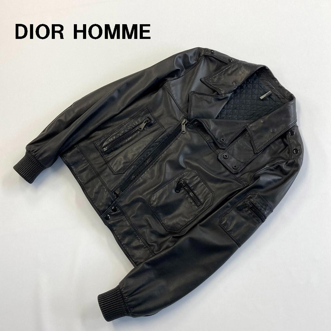 希少 Dior homme ディオールオム レザーライダースジャケット エディ期
