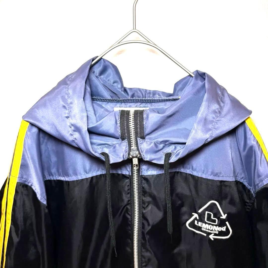 美品】LEMONed hide ラインパーカー ナイロン 黒×紺×黄 1 - メルカリ