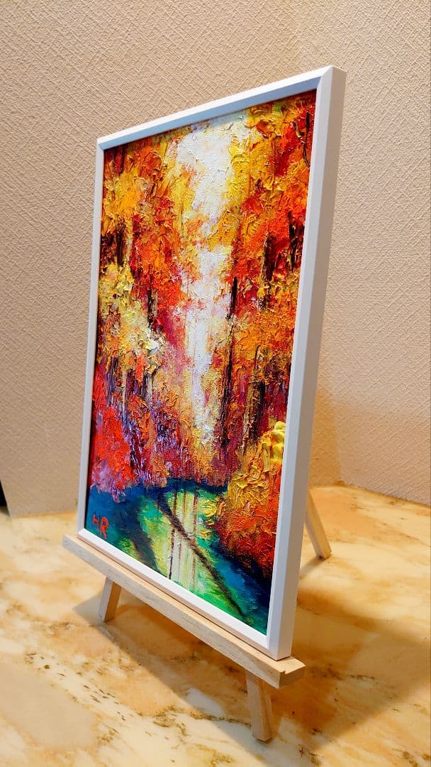 油絵 絵画【紅葉の湖】 - メルカリ