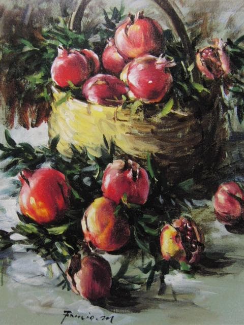 森文男、石榴、希少な画集より、新品高級額・額装付、状態良好