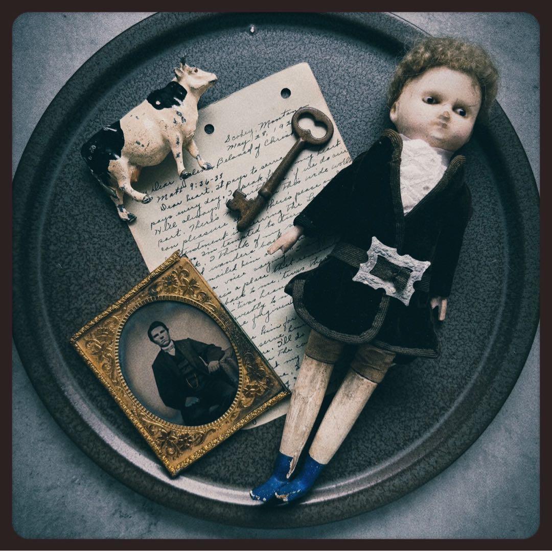 レアアンティーク　 ブロンドの男の子 ショルダーヘッドワックスドール