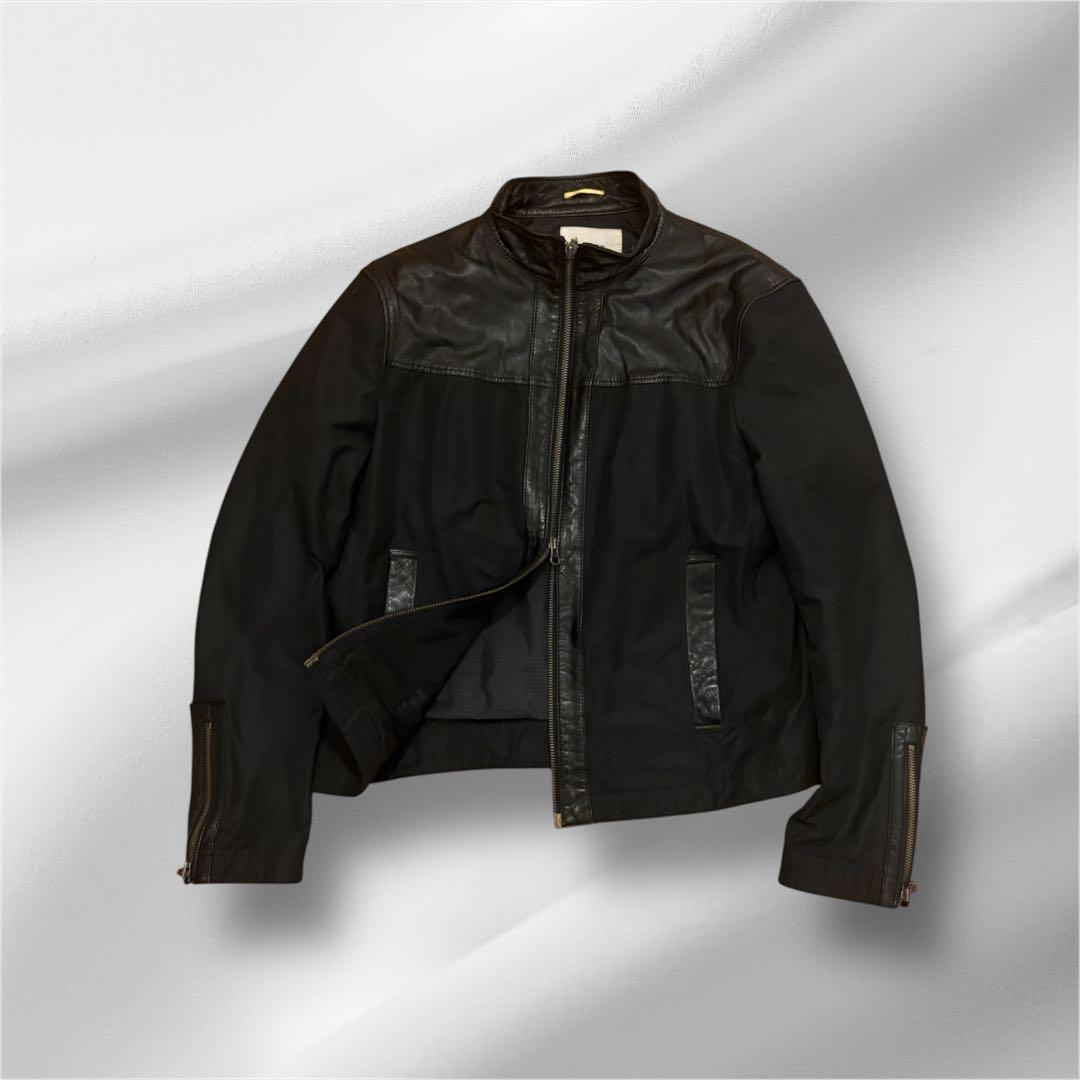 00s Archive gimmick リアルレザー ナイロン 切替 ジャケット - メルカリ