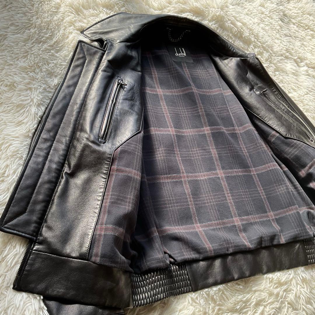 未使用級✨dunhill ダンヒル レザージャケット 羊革 ボンバー ブラック
