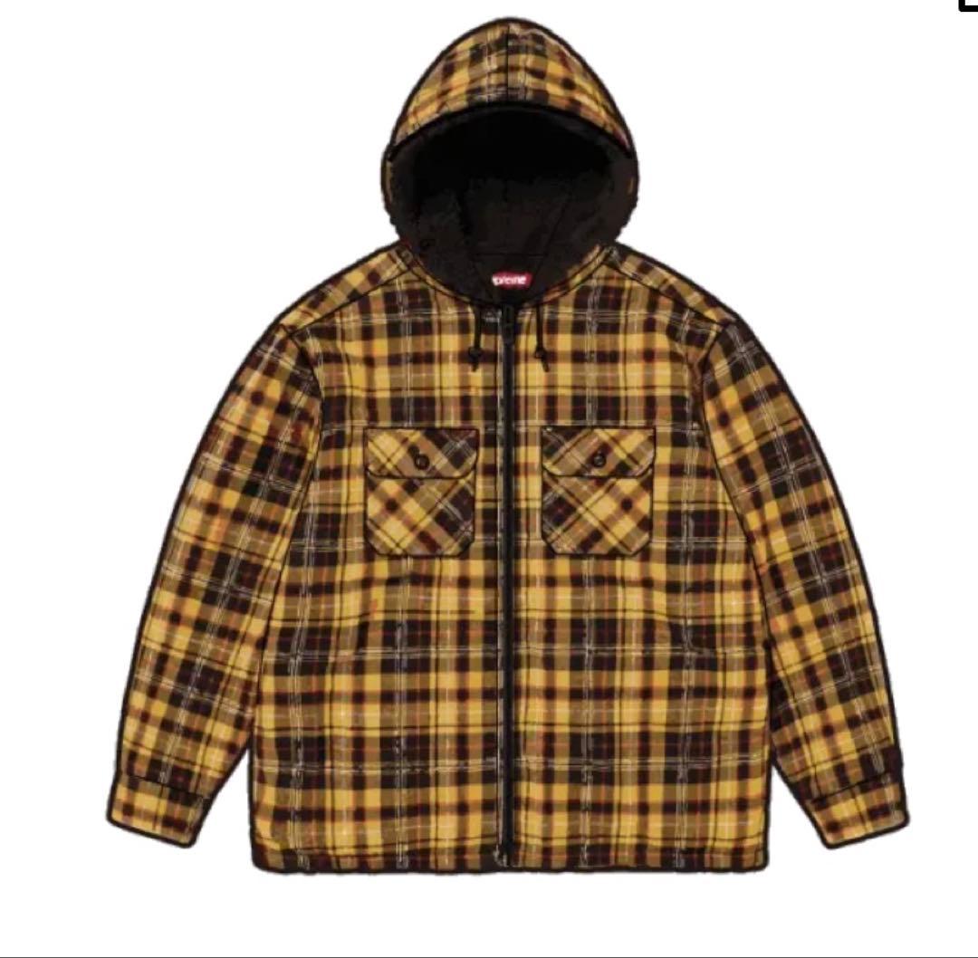 Supreme Lined Zip Up Hooded Flannel シャツM