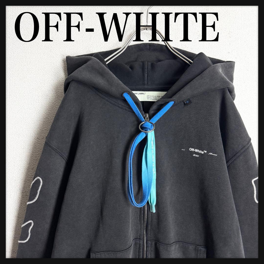 【入手困難モデル☆即完売】オフホワイト クロスアロー刺繍 フルジップパーカー