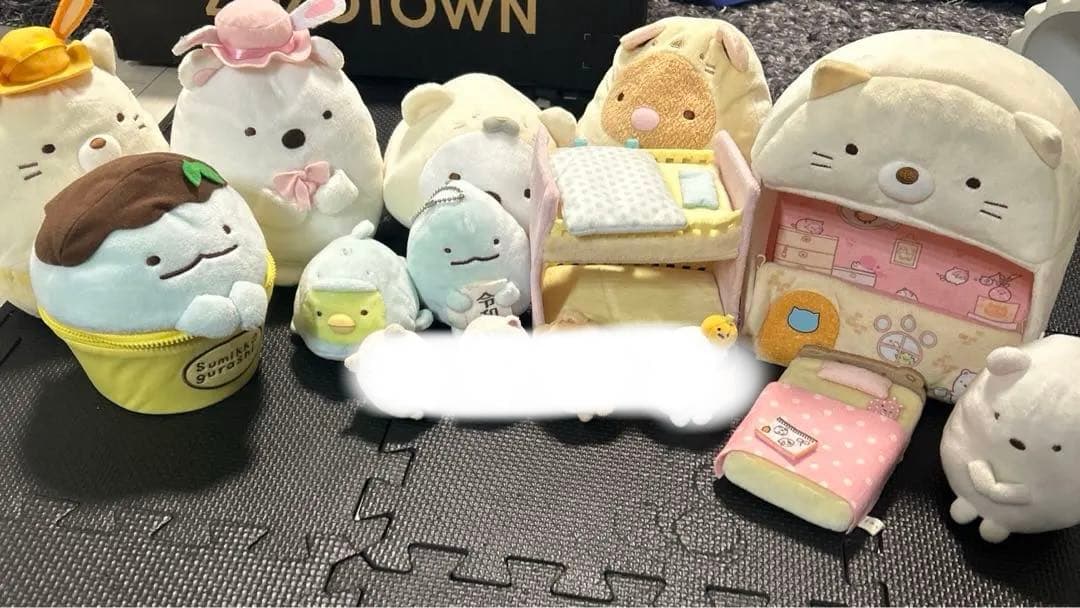 すみっコぐらし　ぬいぐるみセット　ねこハウス　11点セット　しろくま　とかげ おやすみ☆すみっコぐらし とかげ・しろくま・ねこ | 株式会社ジョイ