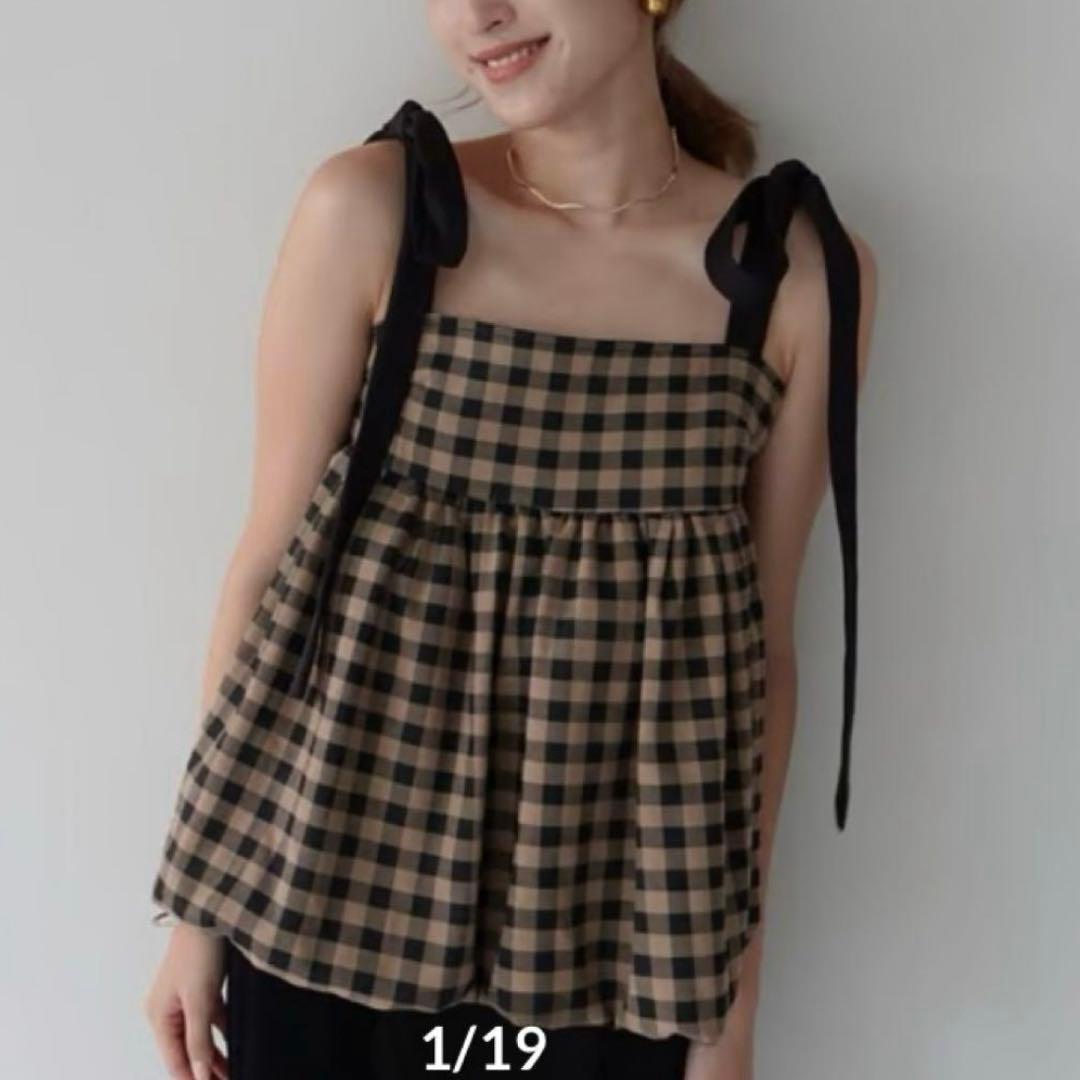 MAISONRAVIEW チェックリボンキャミソール