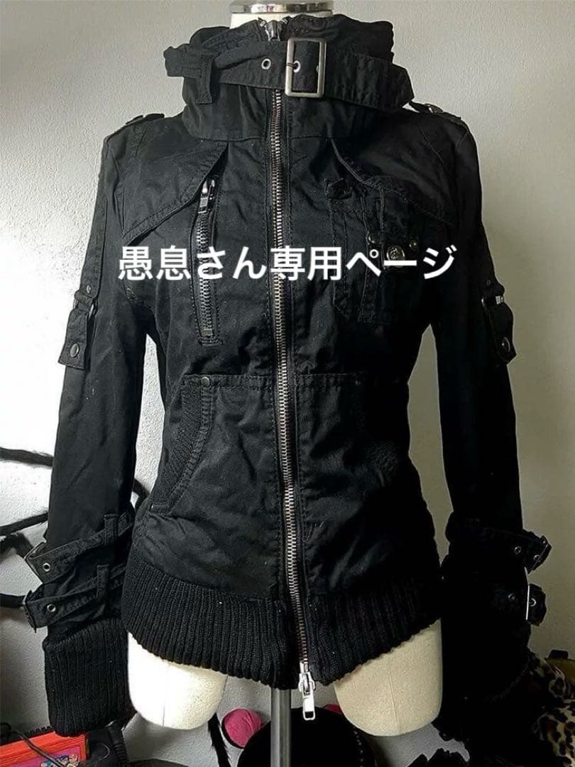 Y2Kパンク ロック ハイネック ジャケット 黒 V系 地雷系 ボンテージ